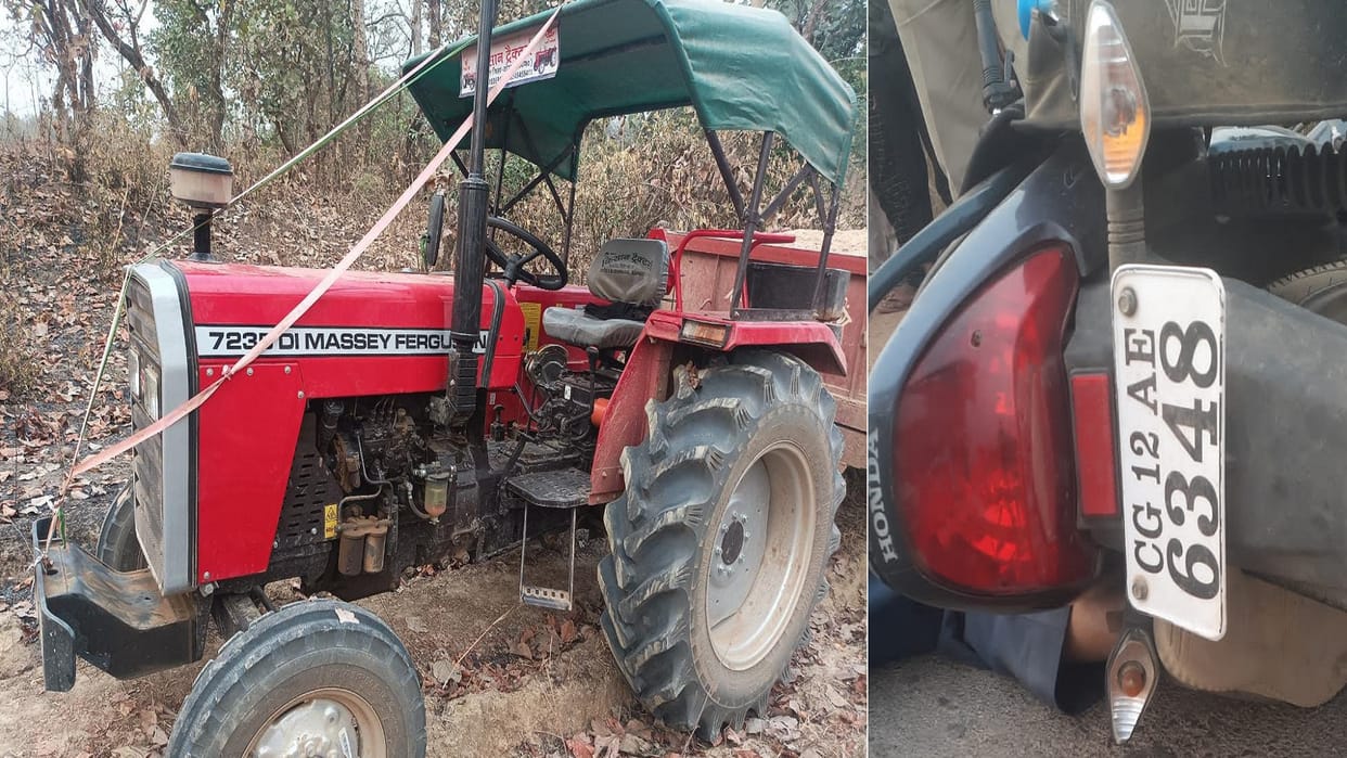 Tractor collided with bike riding contractor died on the spot