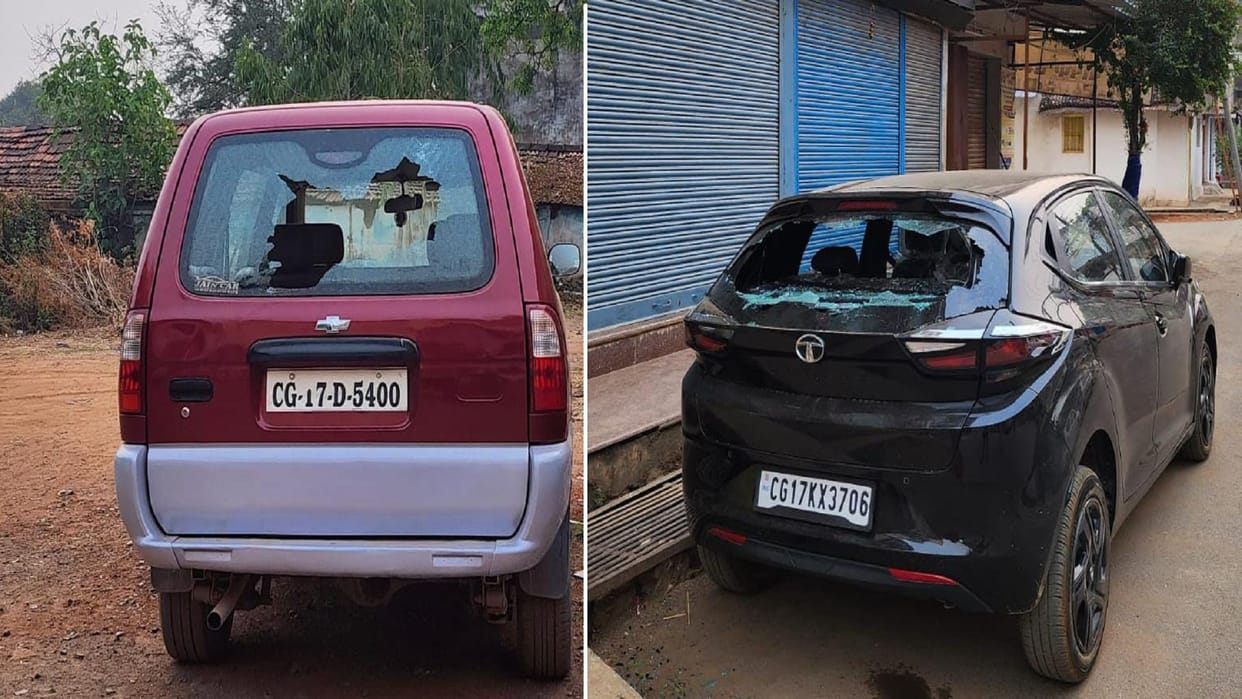 constable posted in the police line created ruckus on the streets in Bastar broke the glasses of the car