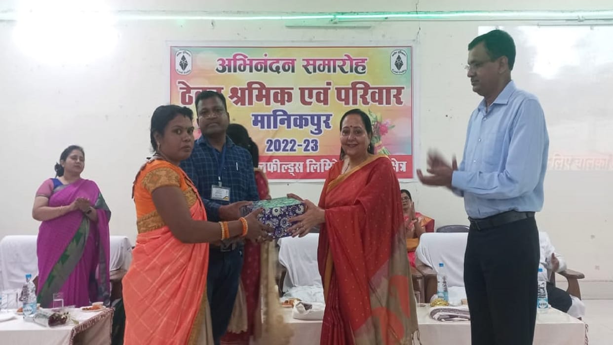 contract workers of  SECL korba Manikpur team were felicitated