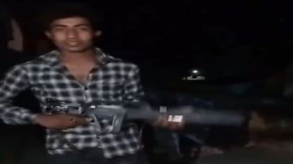 young man made reel with rifle in film style video goes viral in pilibhit