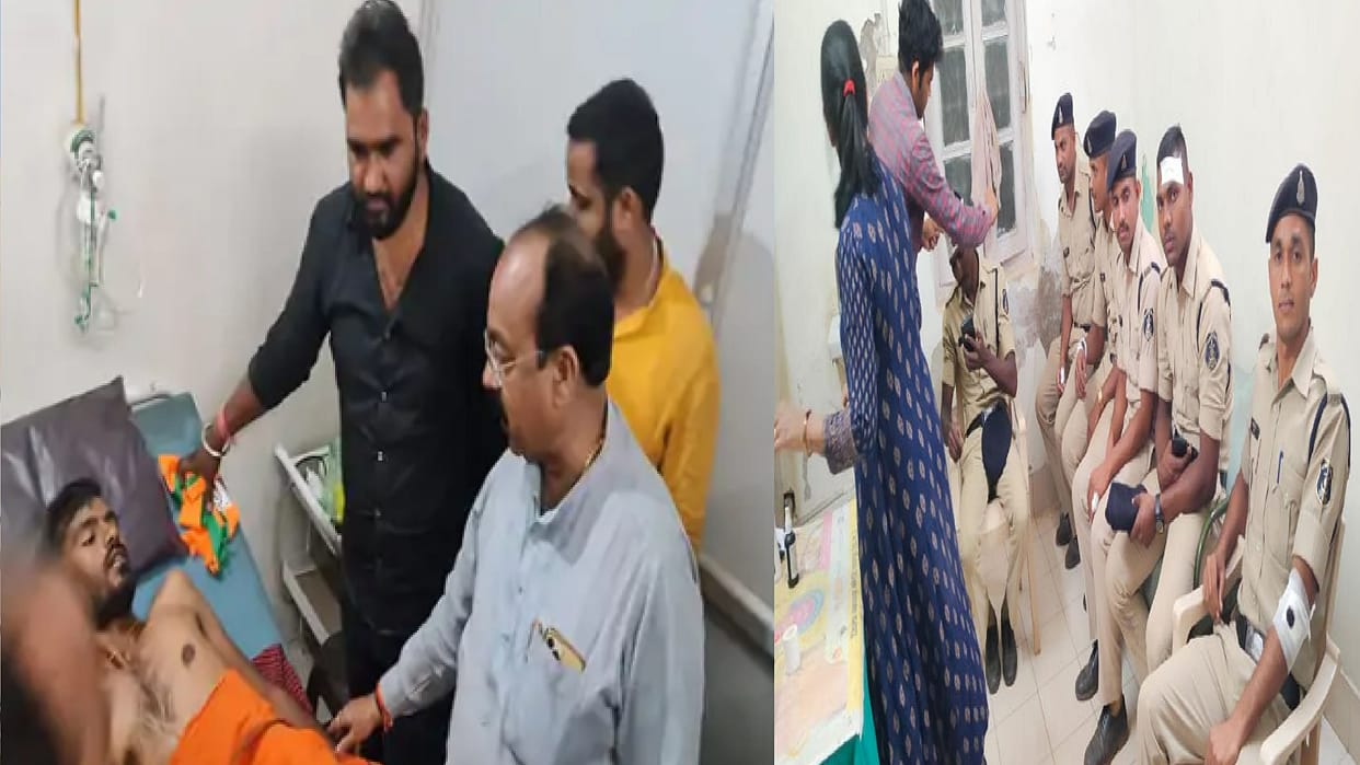 Smoke bomb thrown by police explodes on BJP worker in Raipur