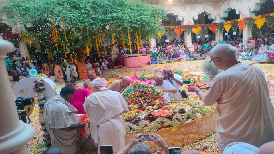 deities of Thakur Ji were taken for boat ride at Shri Krishna Balram ISKCON temple in Vrindavan at Mathura
