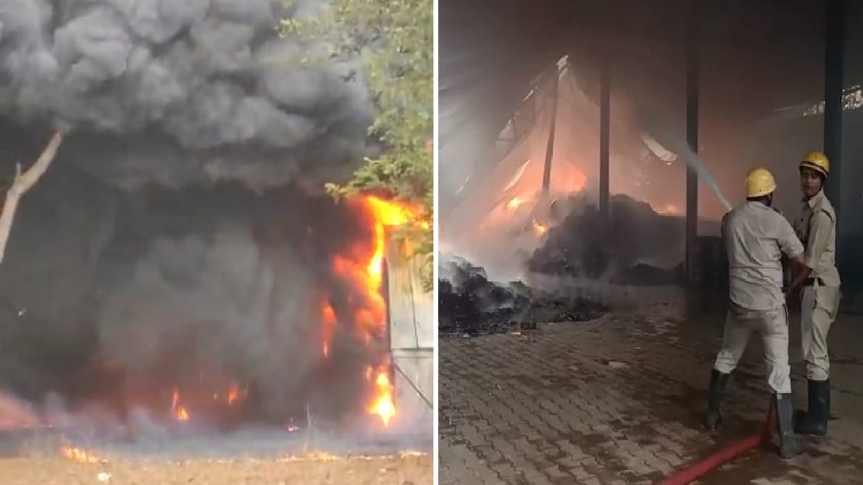 massive fire broke out at the SLRM center at Newai of Bhilai Steel Plant