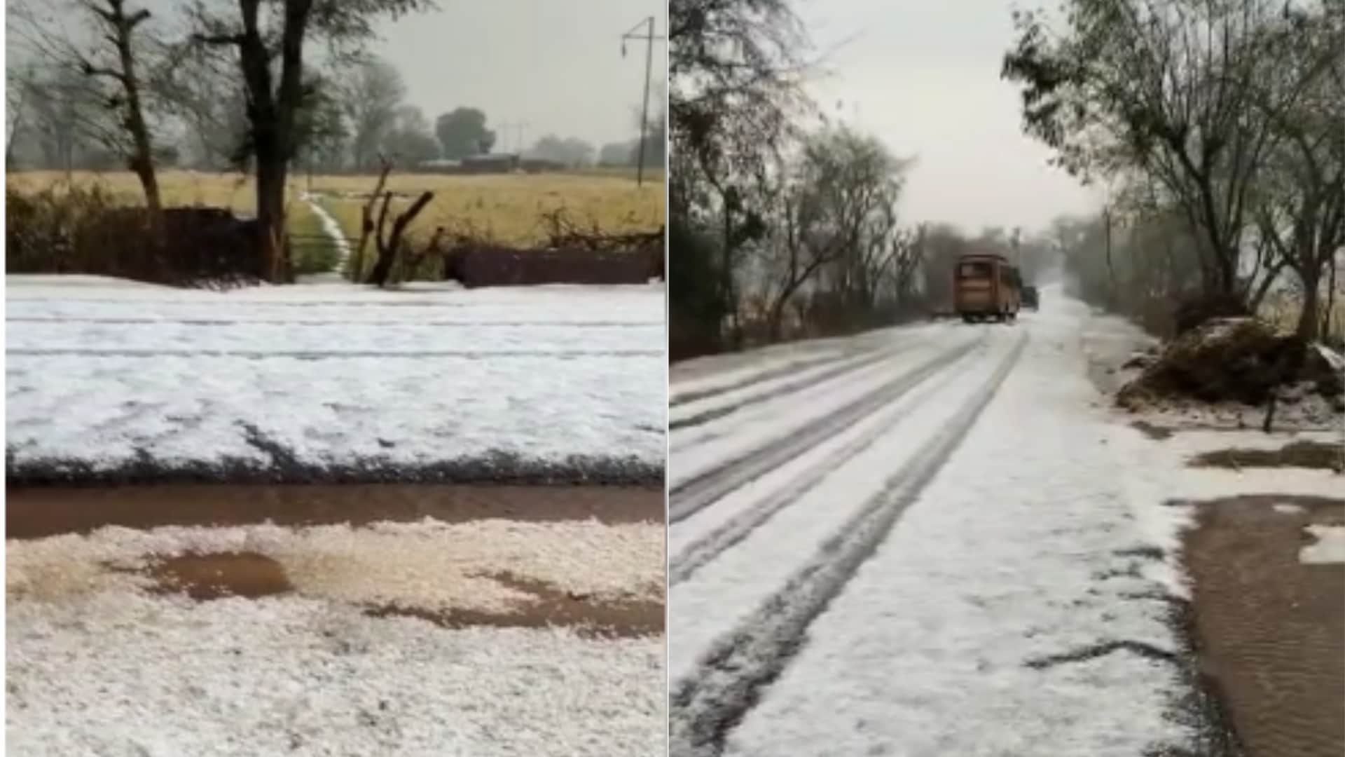 Heavy Hailstorm in Villages of Madhya pradesh  Kashmir-like snowfall in Khargone See Photos