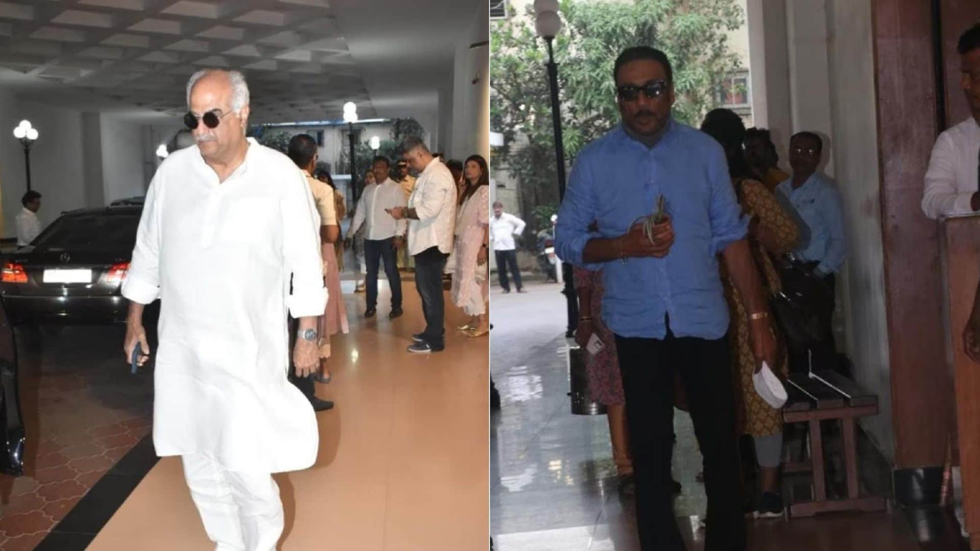 Madhuri dixit mother Snehlata Dixit Prayer Meet Jackie Shroff Vidya Balan Siddharth Roy Johnny Lever reached