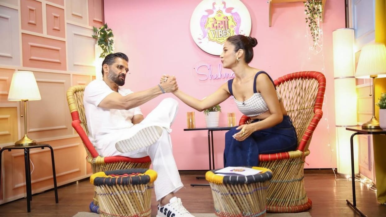 suniel shetty on shehnaaz gill show to promote film hunter actress shared photos on instagram
