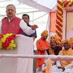 बालोद में हो रहे समरसता सम्मेलन में बोलते पूर्व सीएम रमन सिंह।