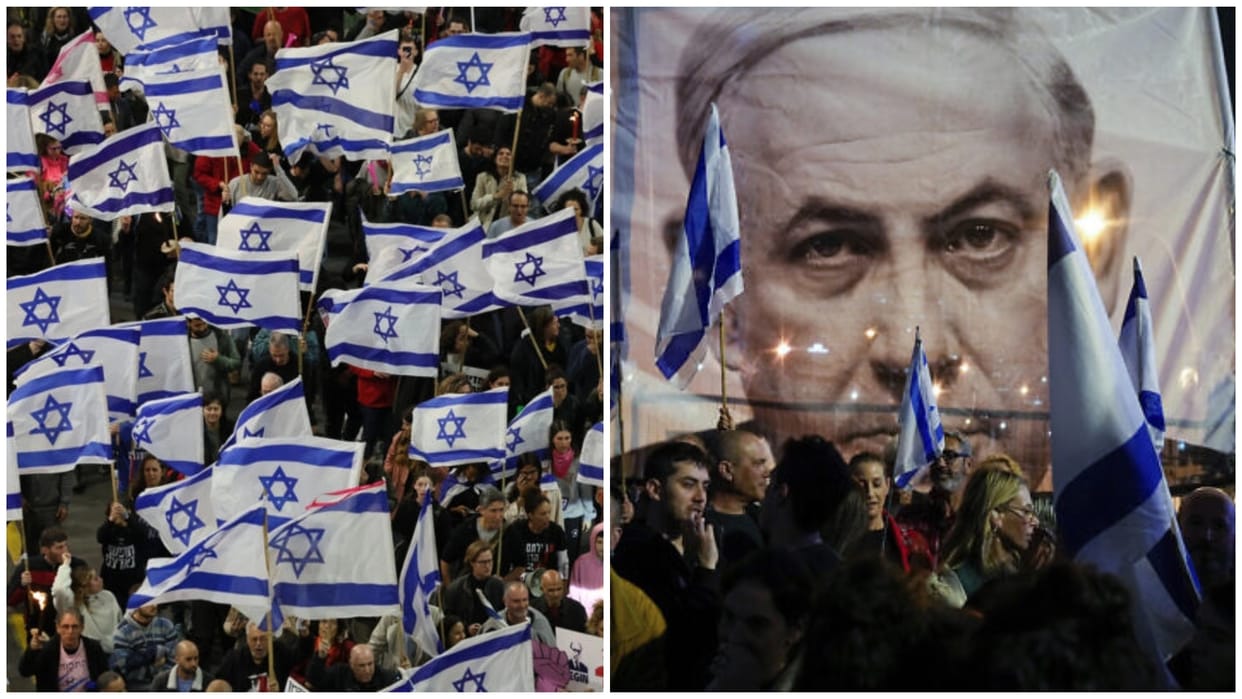 Benjamin Netanyahu: Israelis gathered in towns and cities nationwide against the judicial reform plans
