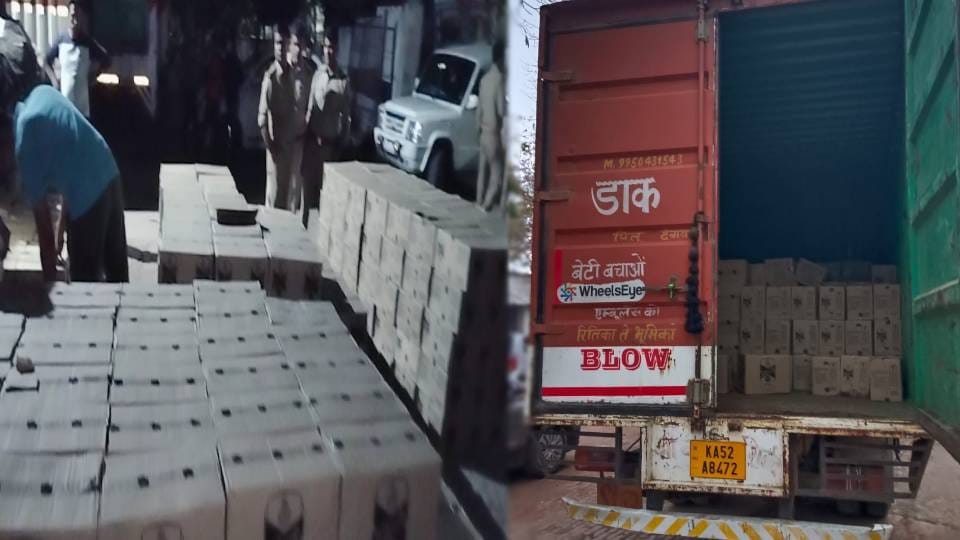 Police caught liquor worth Rs twenty five lakh being taken from Haryana to Bihar in Agra