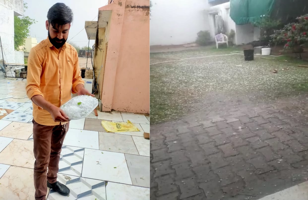 Rain and hail storm accompanied by strong winds in Nangal Choudhary to Narnaul