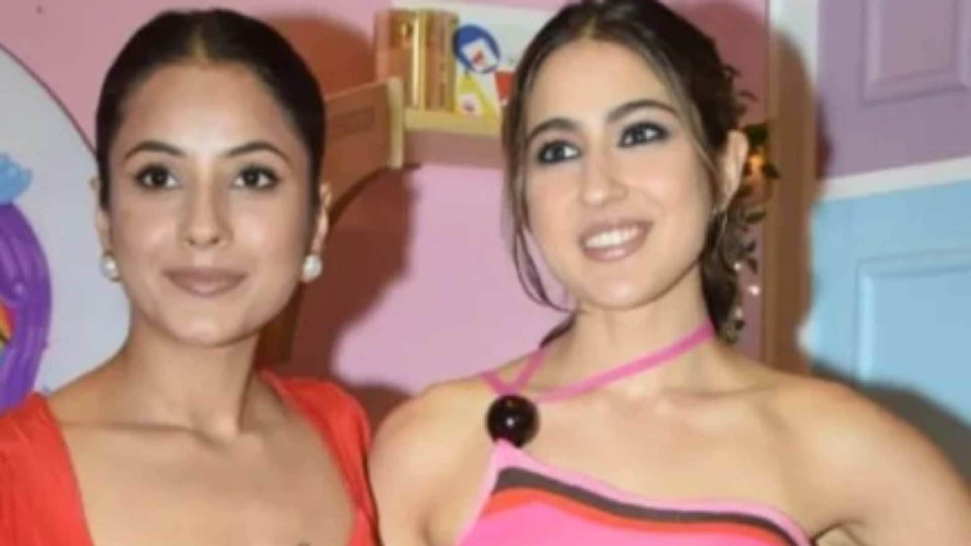 Sara Ali Khan Sana romance in Desi Vibes with Shehnaaz Gill kissing video viral