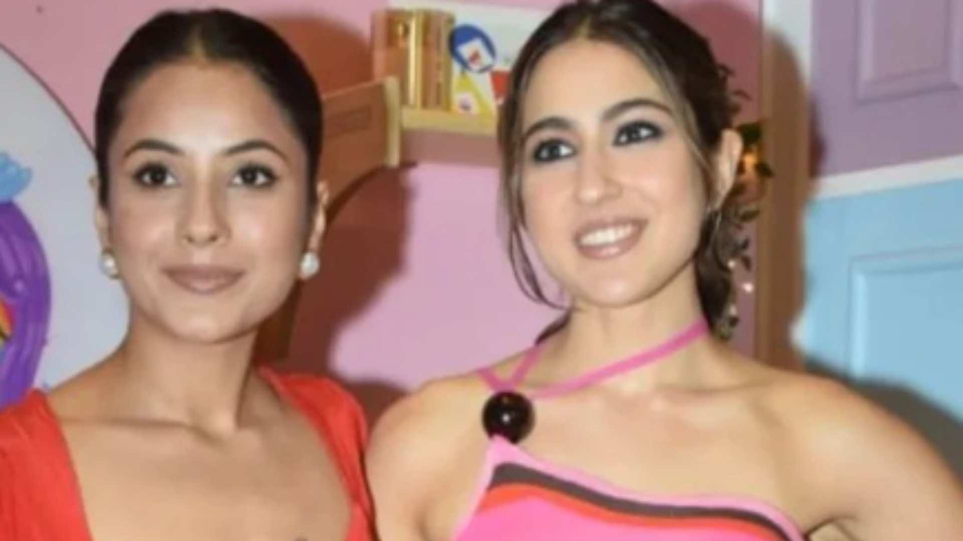 Sara Ali Khan Sana romance in Desi Vibes with Shehnaaz Gill kissing video viral