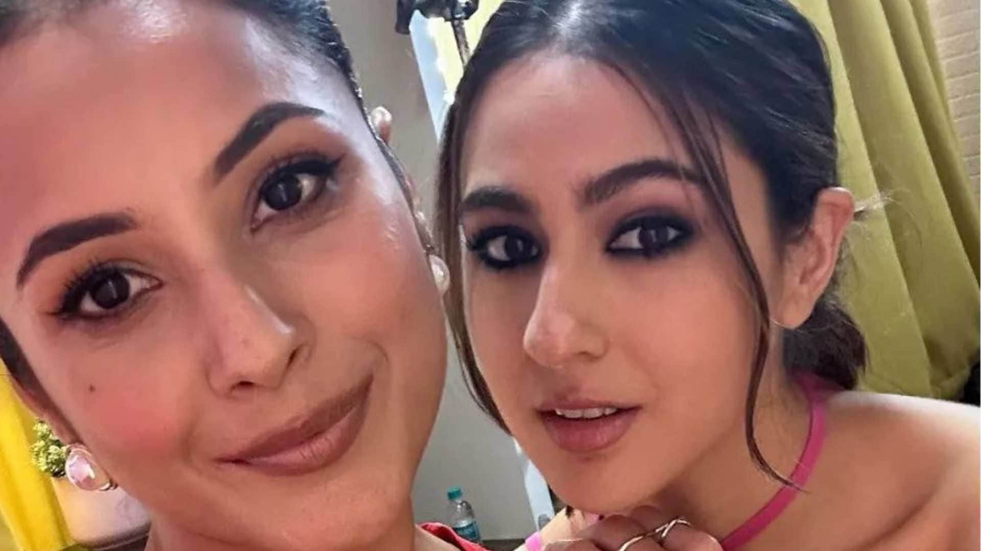 Sara Ali Khan Sana romance in Desi Vibes with Shehnaaz Gill kissing video viral