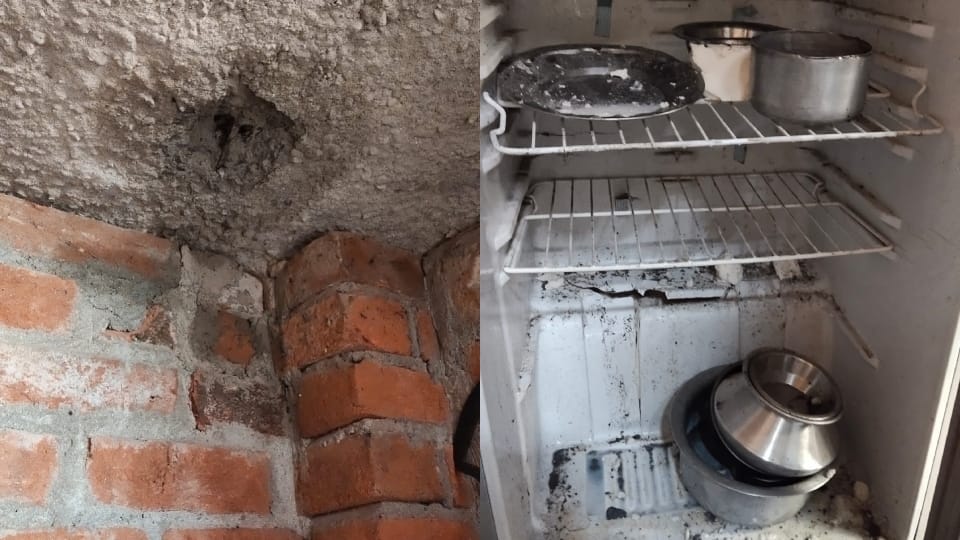 a hole in the roof due to lightning on the house in Shahjahanpur