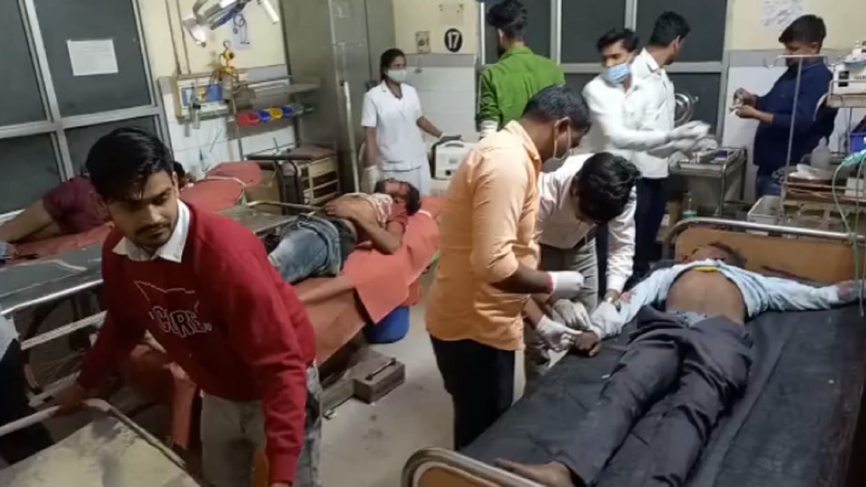 Road Accident Uncontrollable canter fell down from flyover breaking railing in Etah