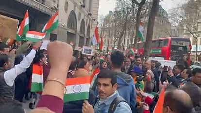 Indians protest in London against Khalistan supporters carrying tricolor
