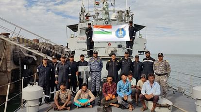 INS Karuva Rescued seven fishermen from fishing vessel Neelkanth based at Okha