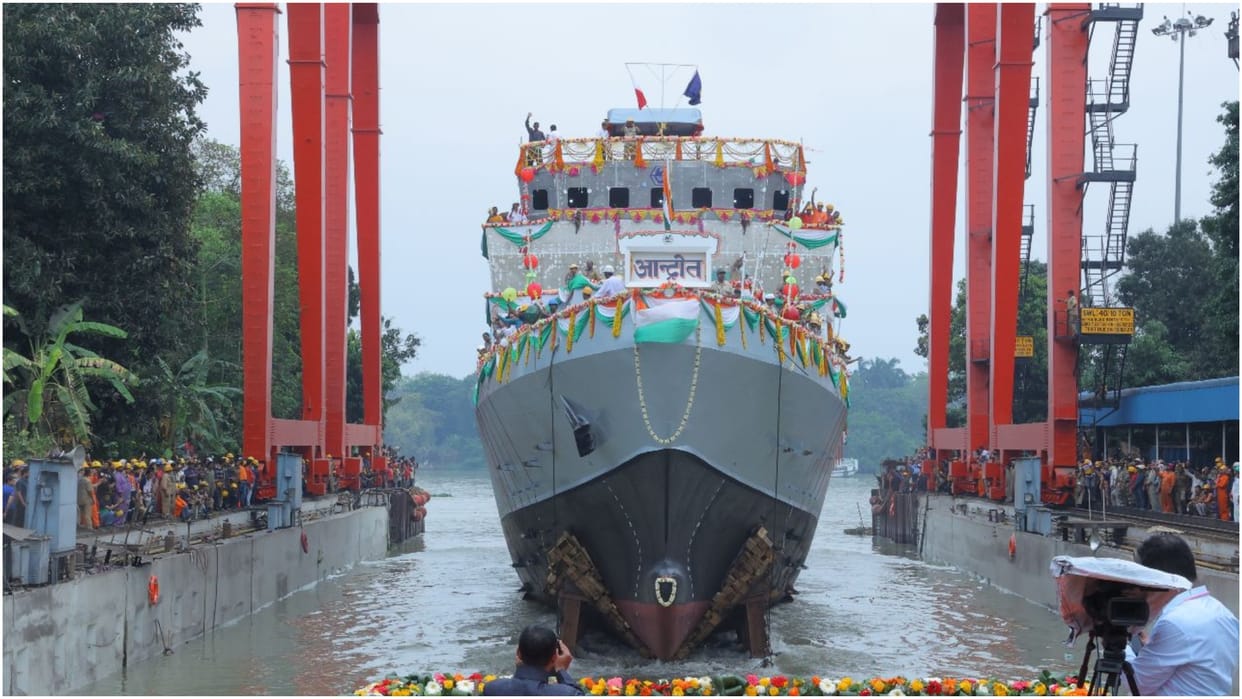 West Bengal 2nd Anti-Submarine Warfare Shallow Water Craft INS Androth Launched Commences With Ved Mantras