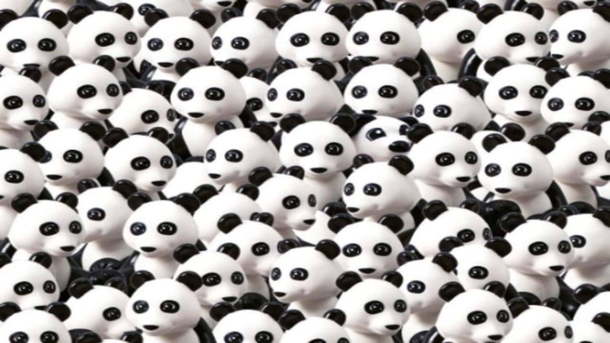 Optical Illusion IQ Test: Can you find the Dog hidden among Pandas in 7 Seconds? brain teaser picture puzzle