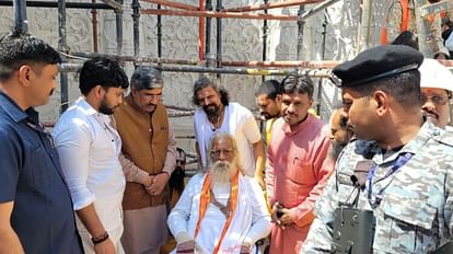 Mahant Nritya Gopal Das visits ram temple construction site in Ayodhya.