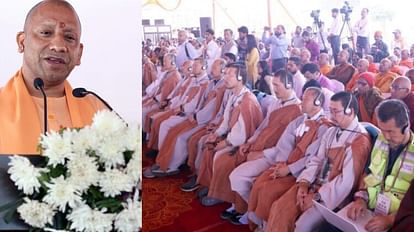 CM Yogi Adityanath speaks in welcome ceremony of Baudh bhikshu in Lucknow.
