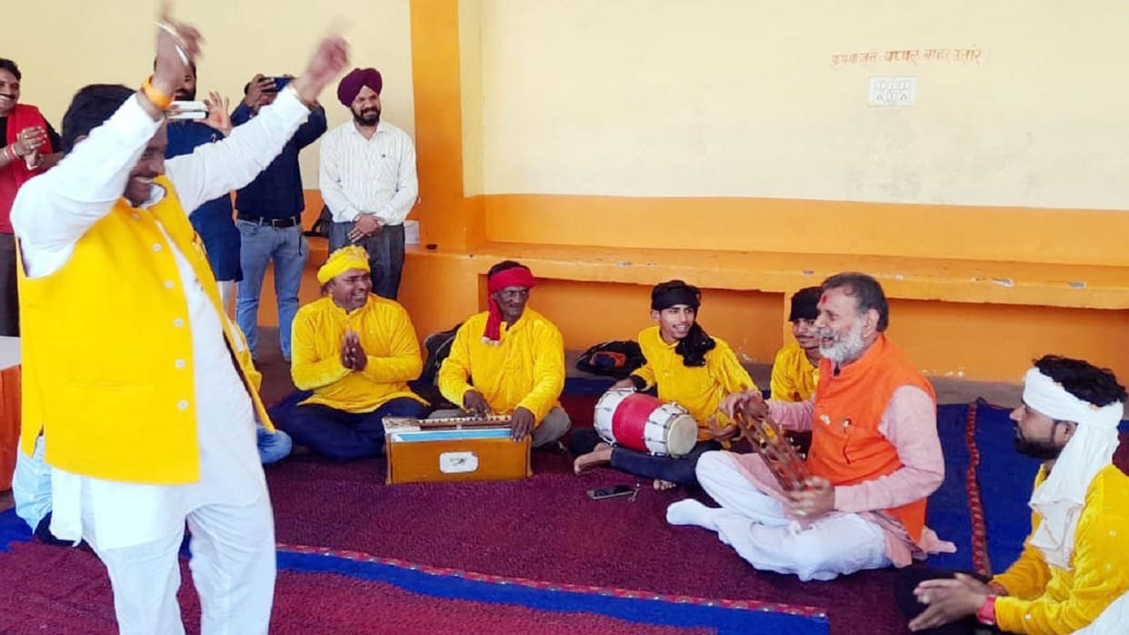 Minister of State Manohar Lal Panth played Kartal in Lalitpur and MLA Ramratan Kushwaha danced