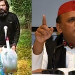 सारस पक्षी के साथ आरिफ और अखिलेश यादव।