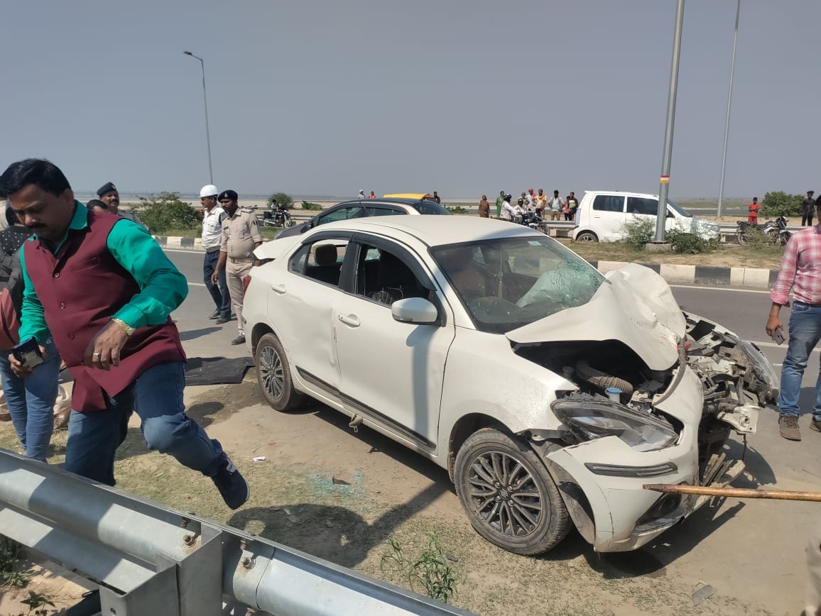 Patna: Horrific road accident on Ganga Path near LCT Ghat, bike rider died; high speed car hit