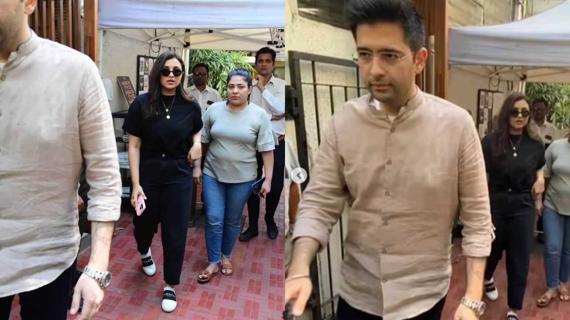 parineeti chopra raghav chaddha wedding rumours actress spotted wearing silver ring on her ring finger