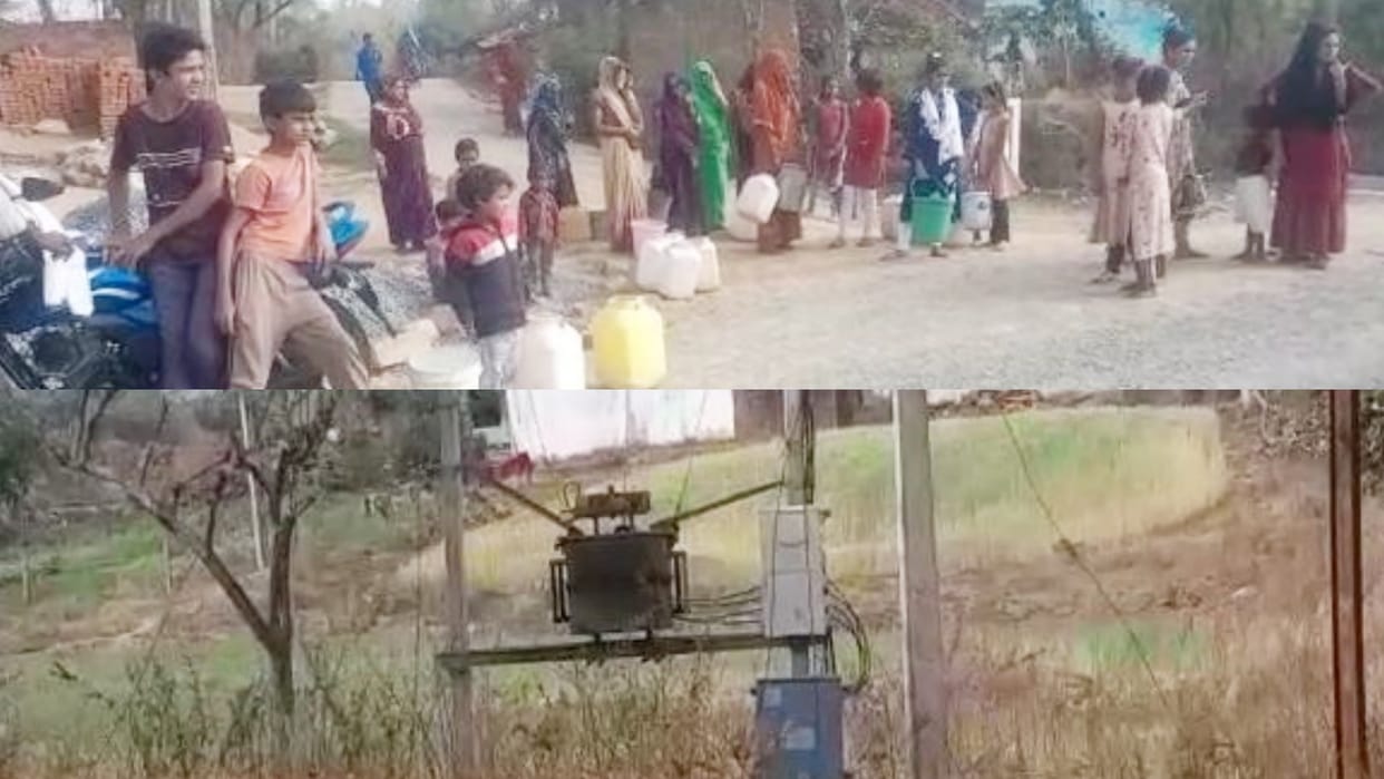 Villagers demonstrated on the road regarding problem of electricity and water in Shahdol