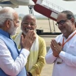 पीएम मोदी का स्वागत करते भाजपा प्रदेश अध्यक्ष भूपेंद्र सिंह चौधरी