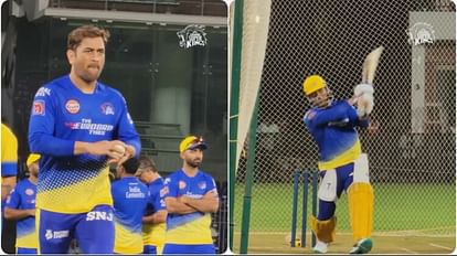 MS Dhoni Practice for IPL 2023 with Bat and Bowl in nets watch Video