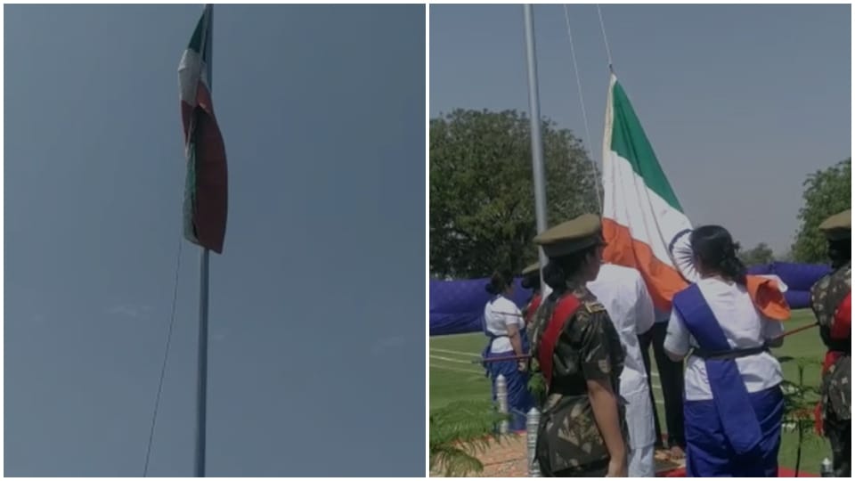 CM Ashok Gehlot saluted the inverted tiranga in Tonk Niwai Banasthali Vidyapeeth