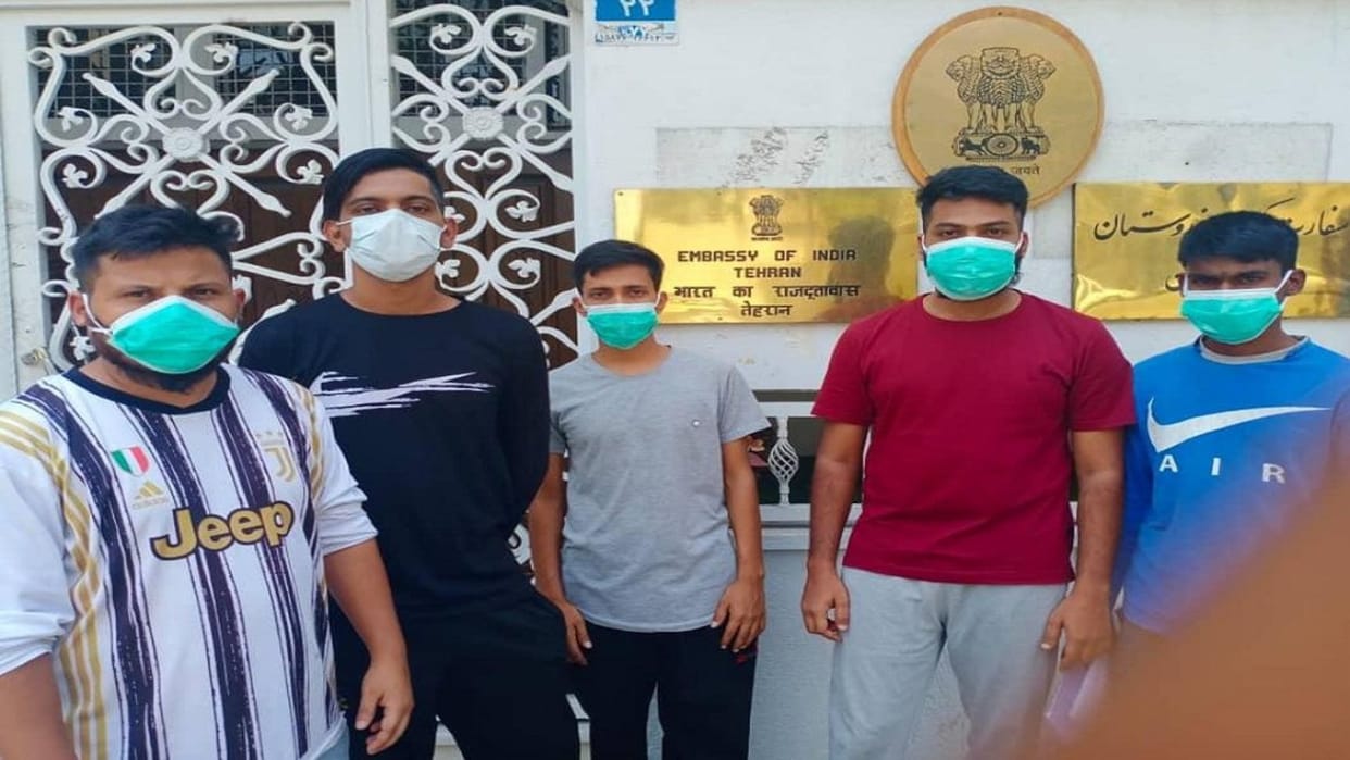 five indian seafarers today return to india from iran who were under custody without charge