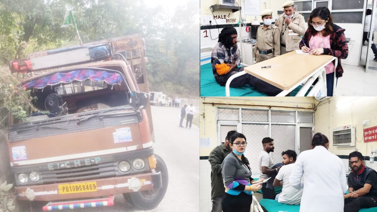 Tempo carrying devotees overturned in Una Himachal Pradesh