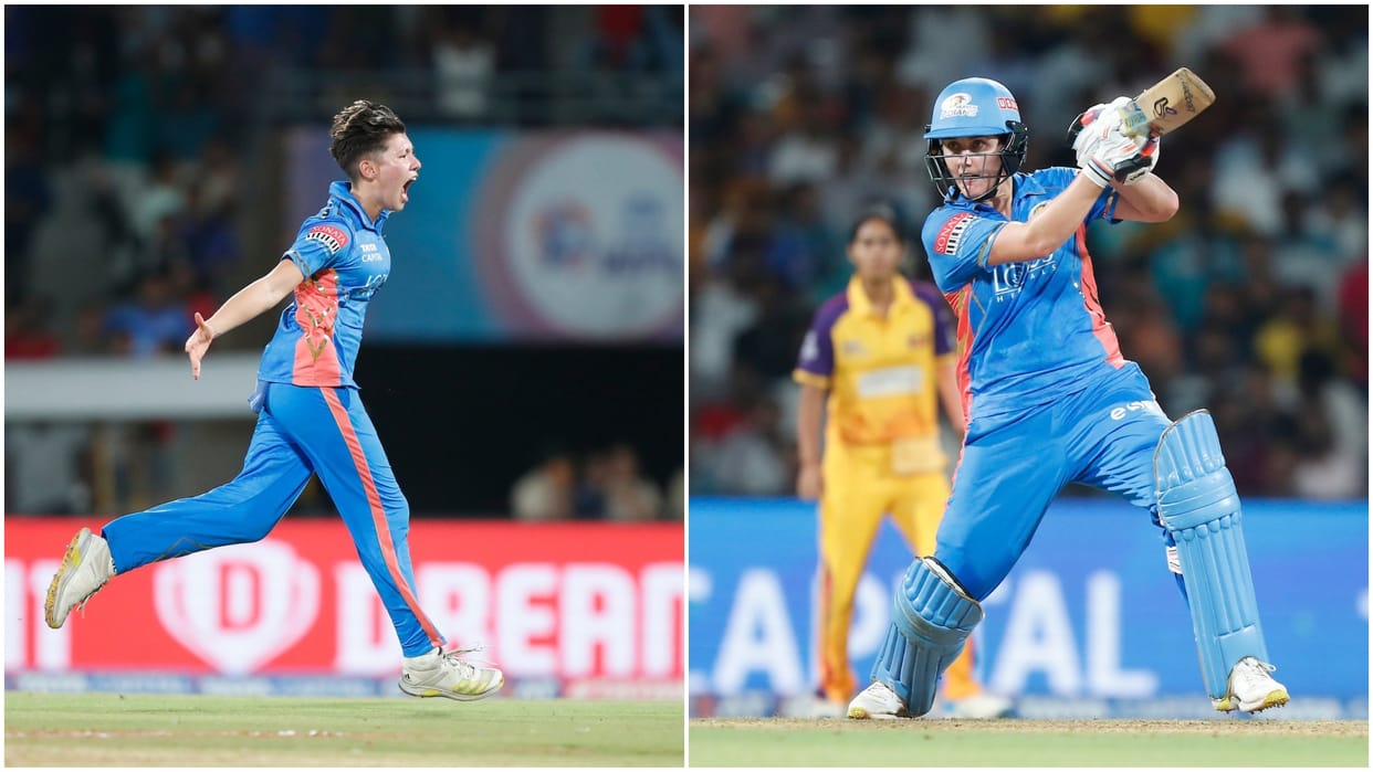 WPL Mumbai Indians beats UP Warriorz to play in final vs delhi capitals Nat Sciver Fifty Issy Wong hat trick