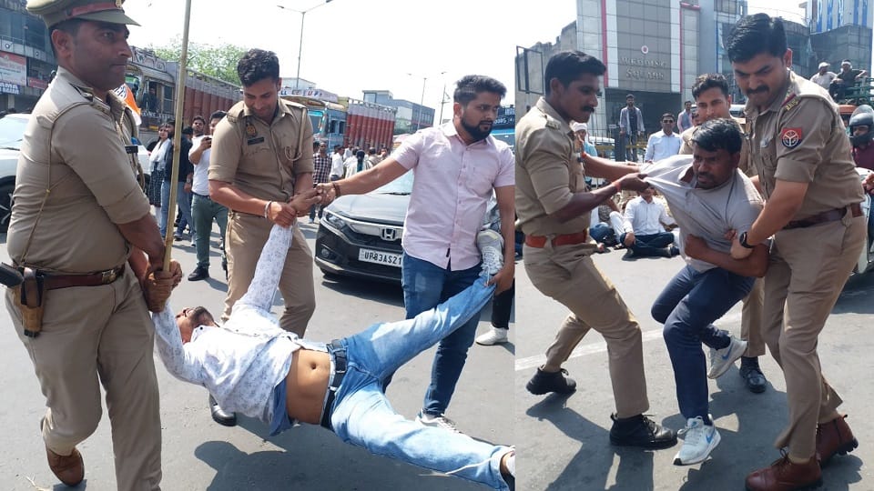 Vigorous demonstration of Congressmen in support of Rahul Delhi highway jammed
