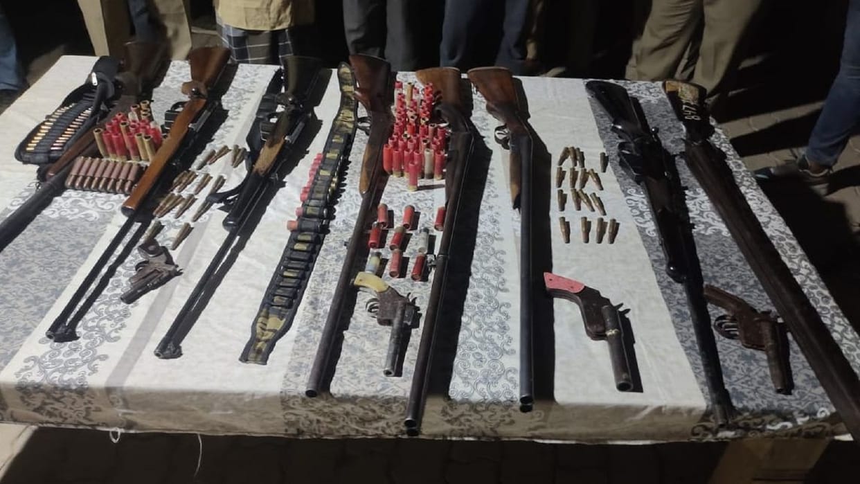 cache of weapons recovered from the in-laws of mafia Atiq shooter poet, five relatives arrested