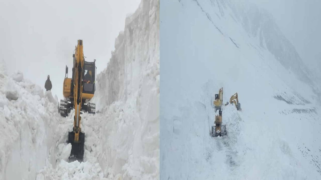 Global warming: 30 feet of snow walls shrunked to 15 feet on Manali-Leh road