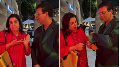 Video Farah Khan Karan Johar on street of Los Angeles Made fun each other fashion sense