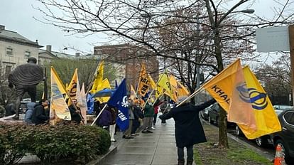 Pro-Khalistan protest outside the Indian Embassy in Washington, Indian American organised Peace rally