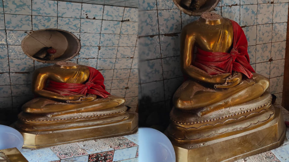 thieves beheaded idol of Lord Buddha made of Ashtadhatu and stole it In Etah