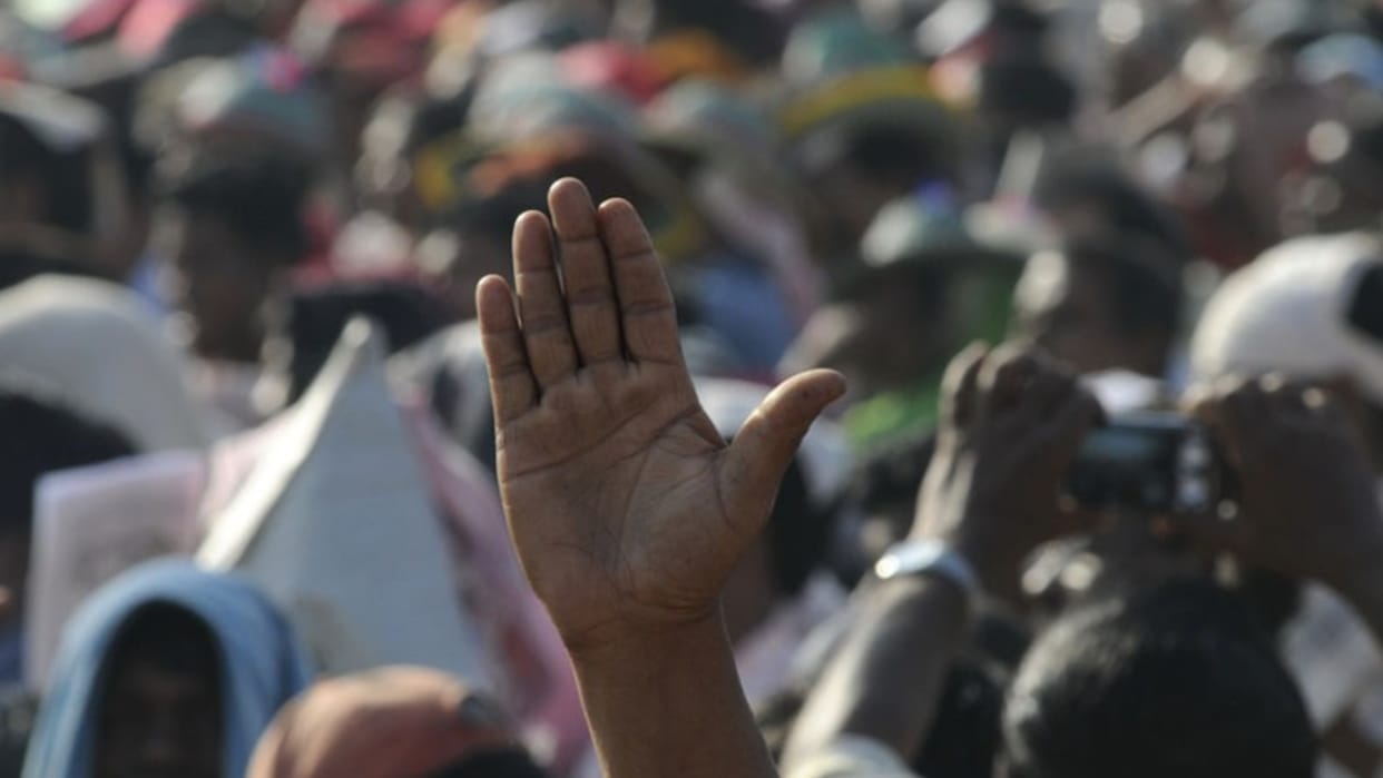 Protest in Ranchi demanding 100 percent quota for locals in government jobs