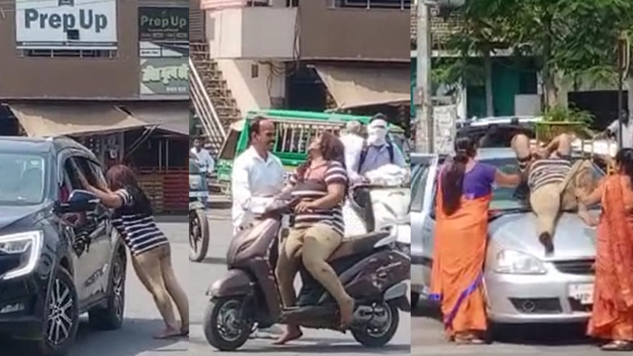 MP News: High-voltage drama after a fight with lover, the girl started dancing on the car at the intersection
