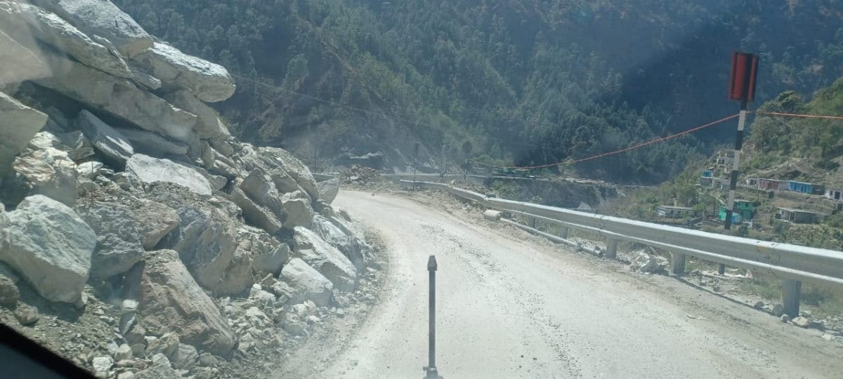 All Weather Road: debris of hill cutting spread on Roadside on Badrinath Highway and Dumping zone filled