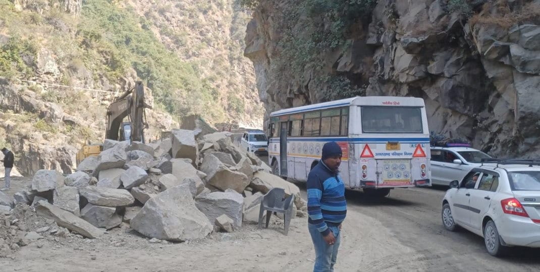 All Weather Road: debris of hill cutting spread on Roadside on Badrinath Highway and Dumping zone filled