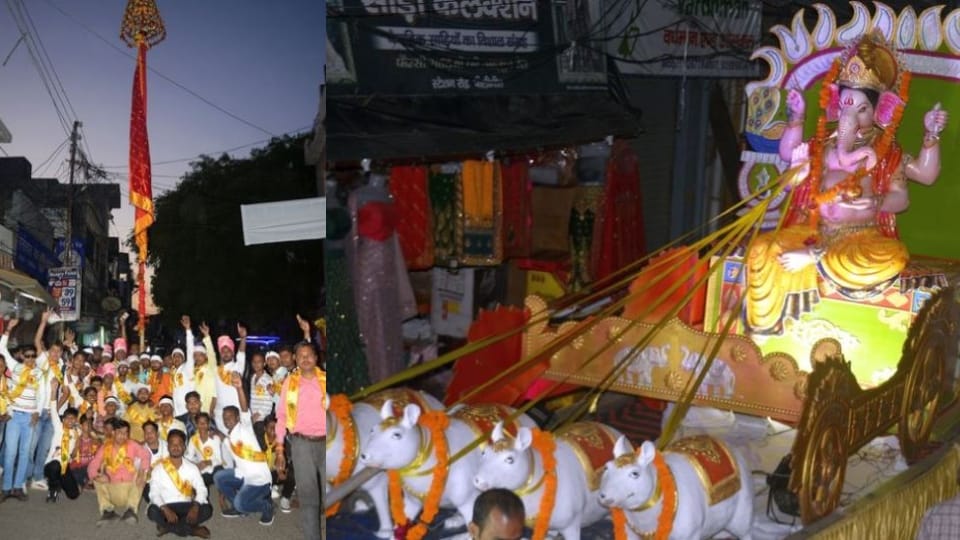 rowd of devotees gathered at Yashwantari Devi temple on Navratri in Pilibhit