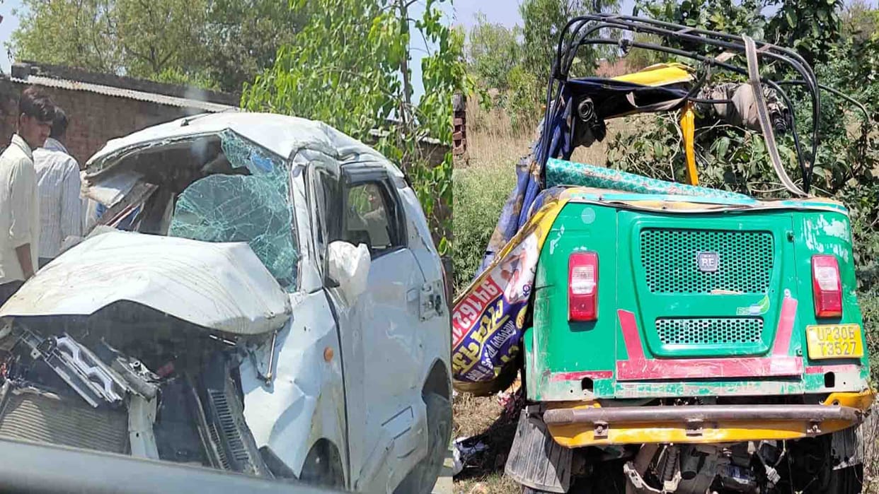 accident in Hardoi: five Died and one injured in car and e-rickshaw collision