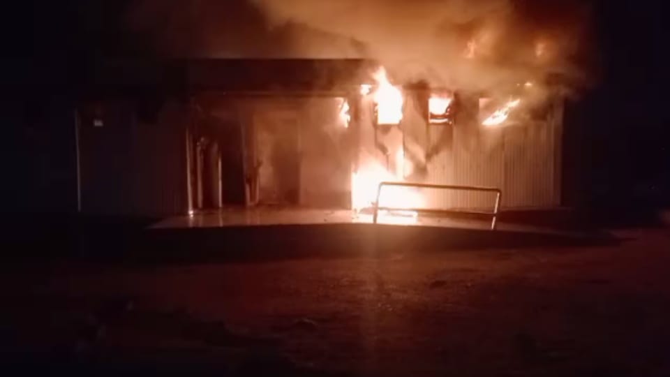 Chhattisgarh korba railway station public toilet catches fire doused after many hours anti social elements did