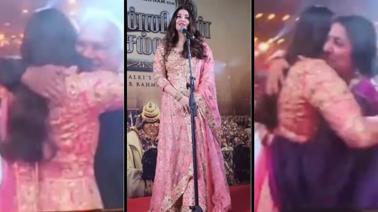 Ponniyin Selvan 2 Aishwarya Rai Bachchan touches Mani Ratnam feet PS 2 trailer audio launch event video viral